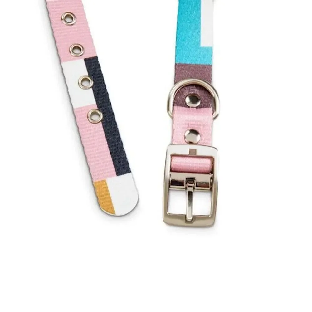 Bond & Co. Pink & Colorblocked Reversible Dog Collar,‎ Large New